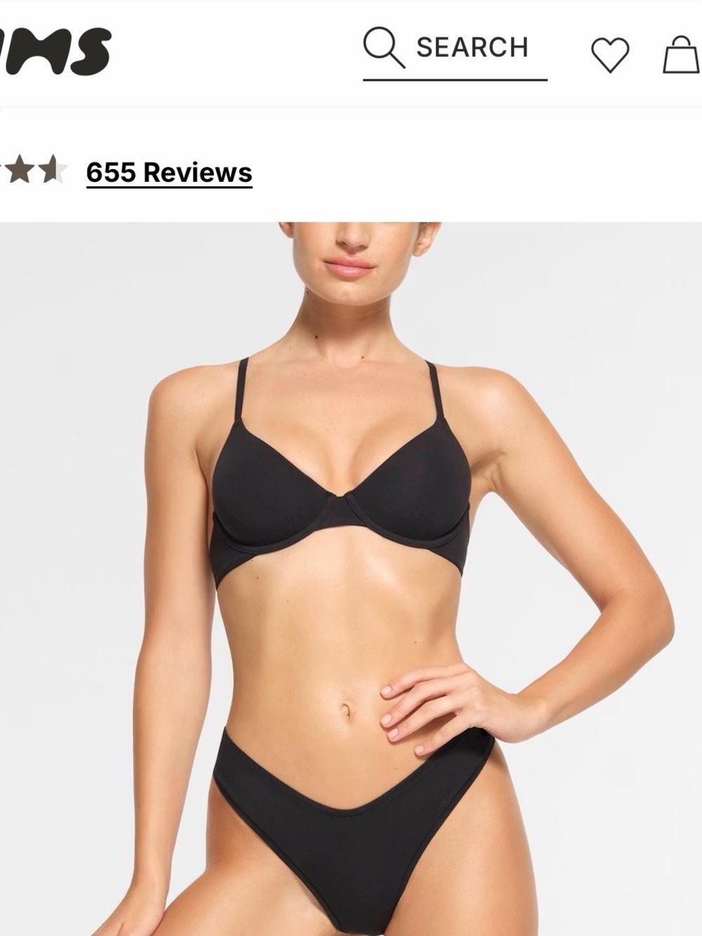 NWT SKIMS ONYX everyday cotton Bra 34C- Women Intimates & Sleepwear - Picture 15 of 16